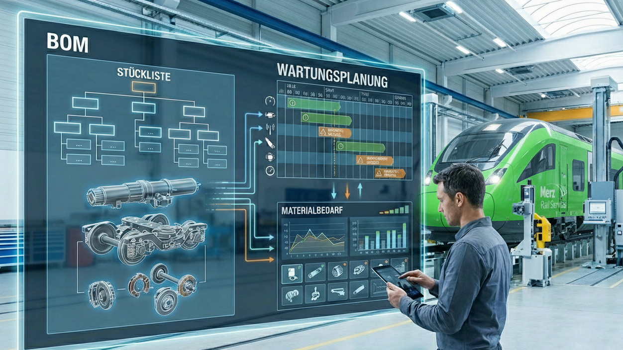 Materialbedarfsplanung auf Basis von Stücklisten und Wartungsplanungen bei Zügen